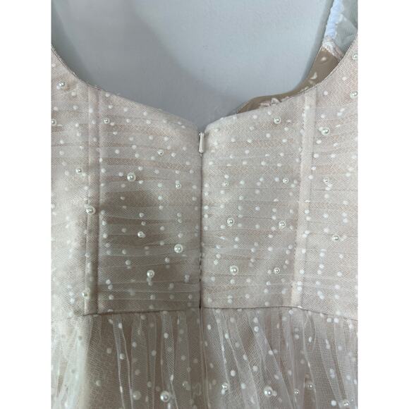 NEW By Watters Macaron Flock Dotted And Pearl Embellished Mini Dress Ivory Sz: 4 - Picture 8 of 10
